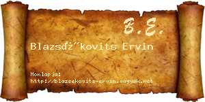 Blazsékovits Ervin névjegykártya