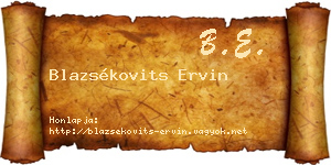 Blazsékovits Ervin névjegykártya