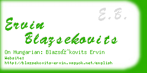 ervin blazsekovits business card